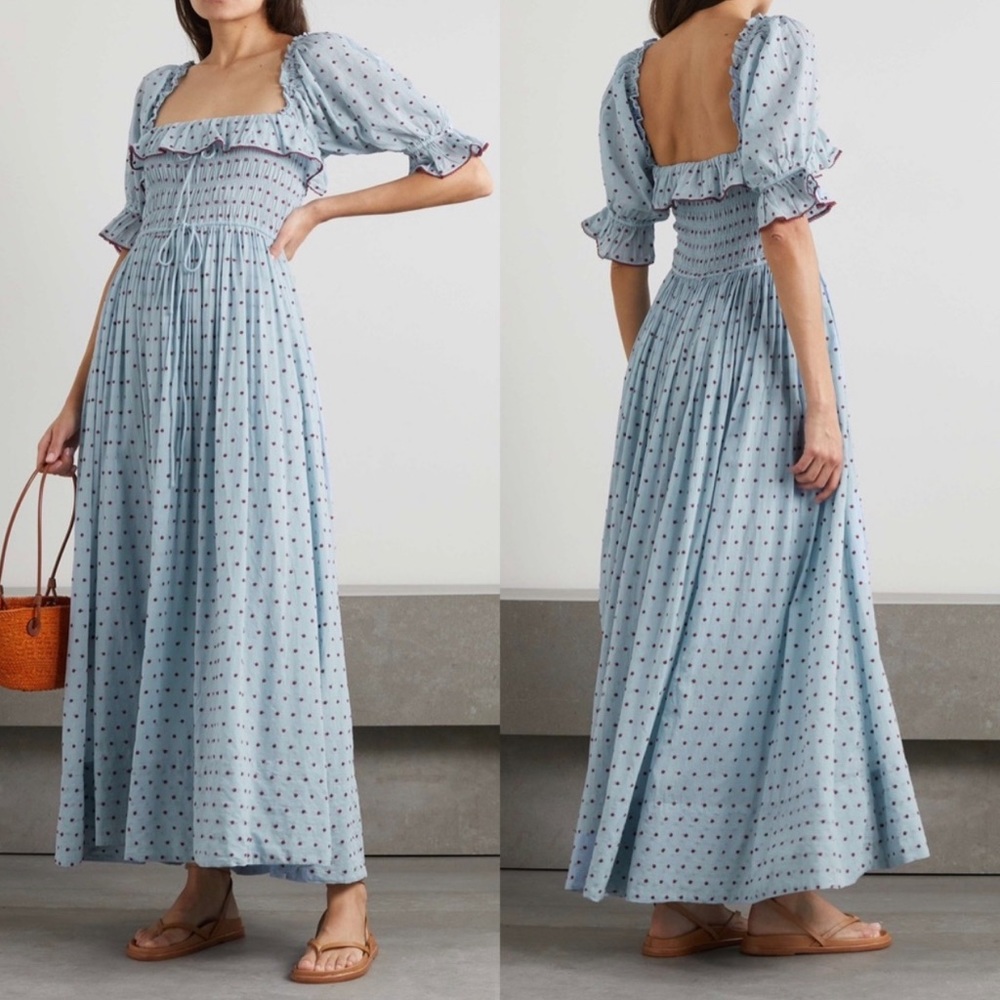 Doen Sol Swiss-dot Dress in blue.